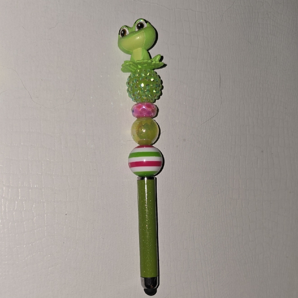SOLD Offline - Green And Pink Frog Stylus and Pen